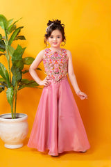 Midnight Magic Embroidered High-Neck Crop Top with Gharara Pants – Designer Ethnic Wear for Girls | Ages 2 to 18