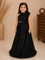 Midnight Ruffle Saree Lehenga Choli For Girls 1Y to 18Y