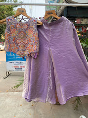 Whizzo Kids Lavender Embroidered Festive Gharara Set with Dupatta & Detachable Sleeves for Girls – Elegant Ethnic Occasion Wear with Soft Cotton Lining (Age 1 Year to 18 Years)