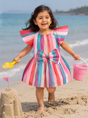 Rainbow Bow Belle Pink Dress for Girls