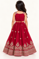 Hridaya Zari Border Lehenga Set | 1-4Y