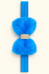 Fuzzy Rhinestone Bow Headband