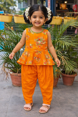 ProductsWhizzo Kids Orange dress for Girls – Festive Wear with Soft Cotton Lining (Age 1 to 10 Years)