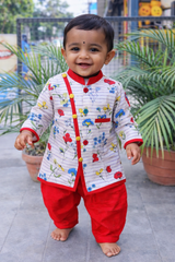 Whizzo Kids red dress for boy – Festive Wear with Soft Cotton Lining (Age 1 to 10 Years)