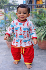 Whizzo Kids red dress for boy – Festive Wear with Soft Cotton Lining (Age 1 to 10 Years)