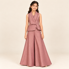 Aadhira Chevron Palazzo Set | 7-18Y