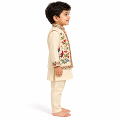 Peacock Embroidered Traditional Jacket Kurta Set | NB-5Y