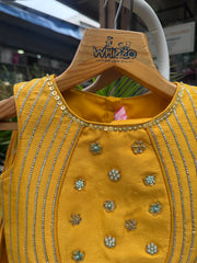 Sunshine Yellow Mirror-Work & Jacquard Lehenga Choli for Girls | Festive & Wedding Wear | Ages 1–6 Years / 6–12 Years