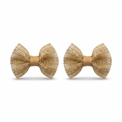 Gilded Mesh Bow Clips