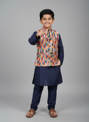Geometric Printed Jacket Kurta Set for Boys | 5Y to 6Y
