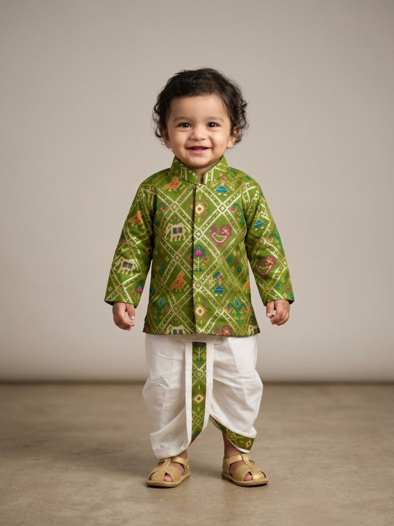 Gujarati Patan Patola Dhoti Set