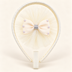 Rosette Pearl Bow Headband
