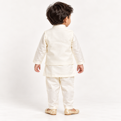 Lotus Motif Jacket Kurta Set| 1-4Y