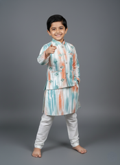 Multi-Stripe Ikat Jacket Kurta Set for Boys | 5Y to 6Y