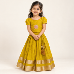 Disha Floral Embroidered Silk Lehenga Set | 1-5Y