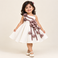 Olivia Floral Applique Party Dress for Girls | 1Y to 4Y