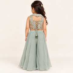 Roshni Beadwork Crop Top with Layered Gharara Set | 2-4Y