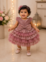 Regal Bow Statement Dress for Girls | 1-6 Years