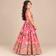 Rivara Printed Party Gown for Girls | 5Y to 6Y