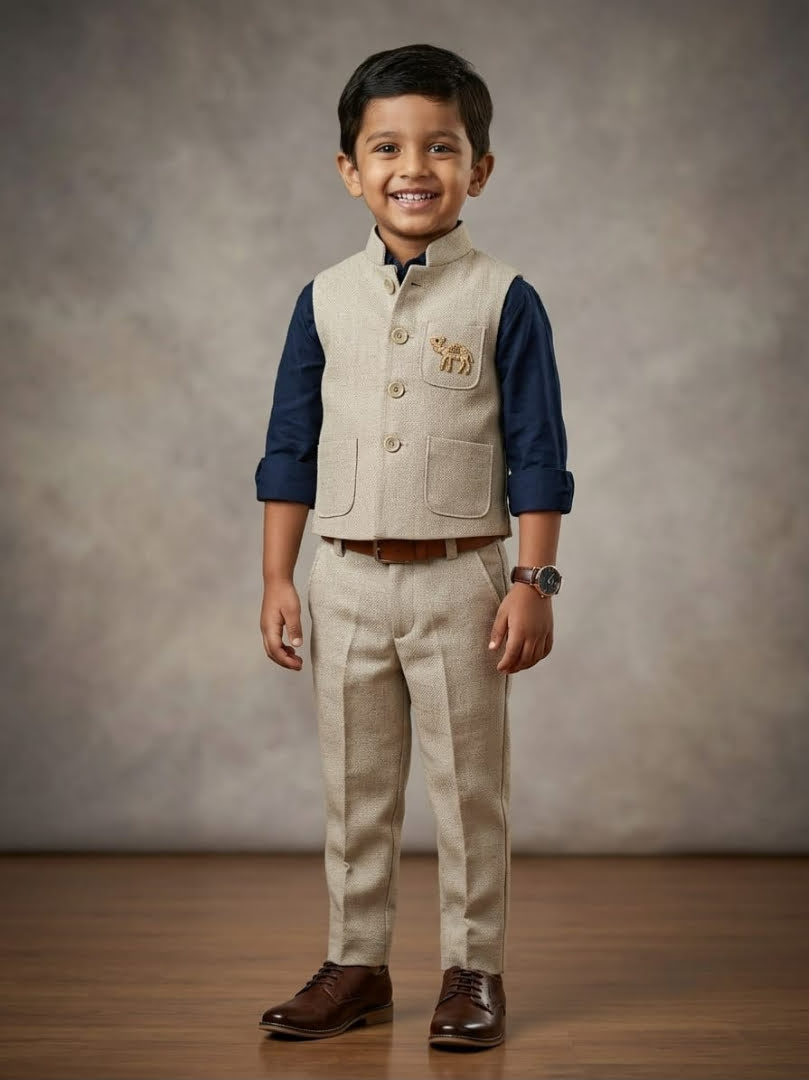 Sandstone Heritage Waistcoat Set for Boys