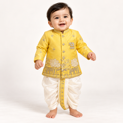 Tarun Elephant Embroidered Dhoti Set | 3M-4Y