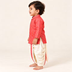Adhav Silver Zari Dhoti Set for Boys | NB to 2Y
