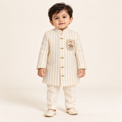 Kanishk Hand-Painted Royal Elephant Sherwani Set | 6M-2Y