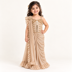 Elina Ruffle- Saree Drape Lehenga Set | 1-15Y