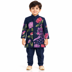 Panther Royale Hand-Painted Sherwani Set | 6M-2Y