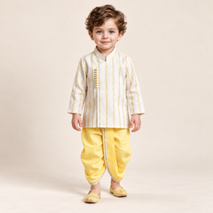 Anvith Gold Stripe Dhoti Set | 3M-4Y
