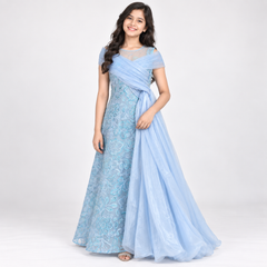 Celeste Draped Lace Gown for Girls | 6Y to 18Y