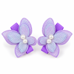 Paired Glitter Pearl Butterfly HairClips