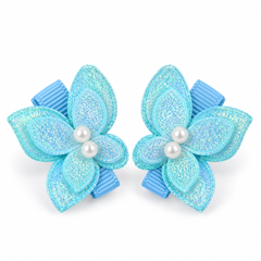 Paired Glitter Pearl Butterfly HairClips