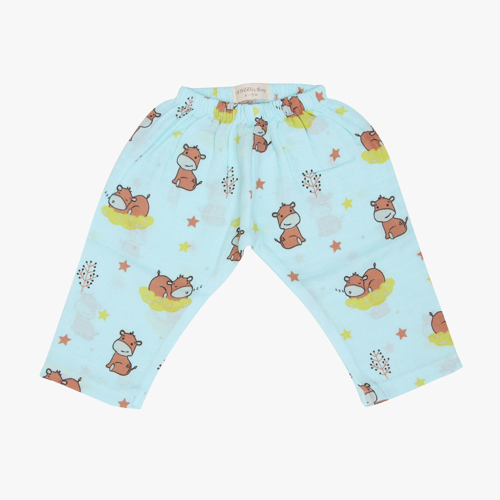Sleepy Hippo Muslin Sleep Suit for babies and kids (Unisex) For Newborn