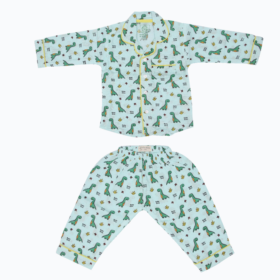 Hoots and Dino Boots (Pack of 2) - Muslin Full Sleeve Sleep Suit for babies and kids (Unisex)