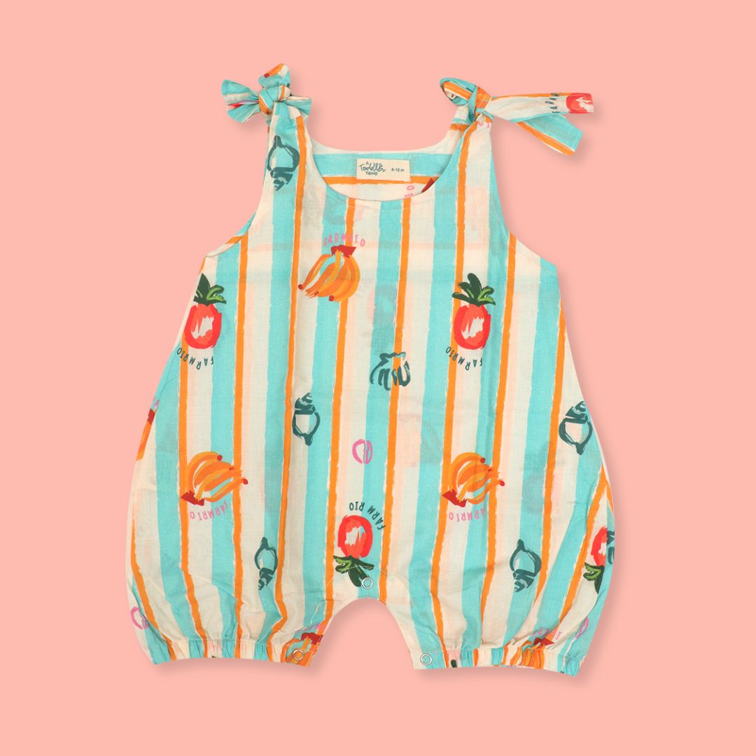 Breezy Leaf - Mulmul Cotton Knot Type Romper