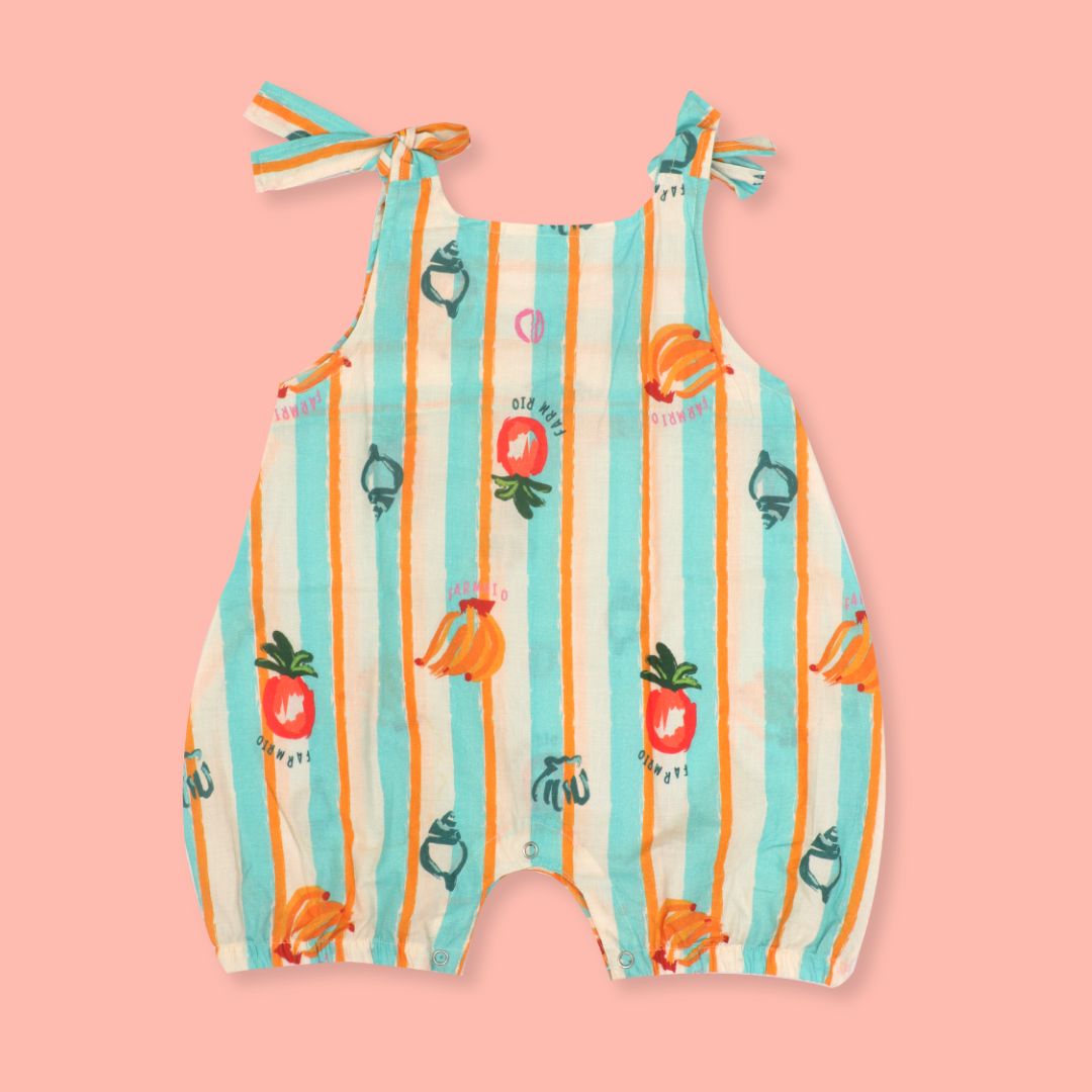 Breezy Leaf - Mulmul Cotton Knot Type Romper
