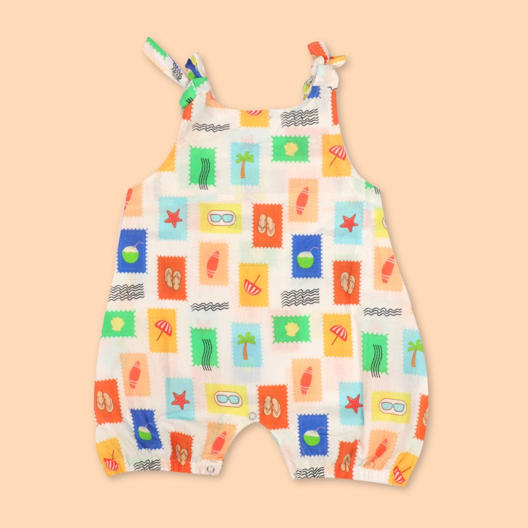 Breezy Leaf - Mulmul Cotton Knot Type Romper