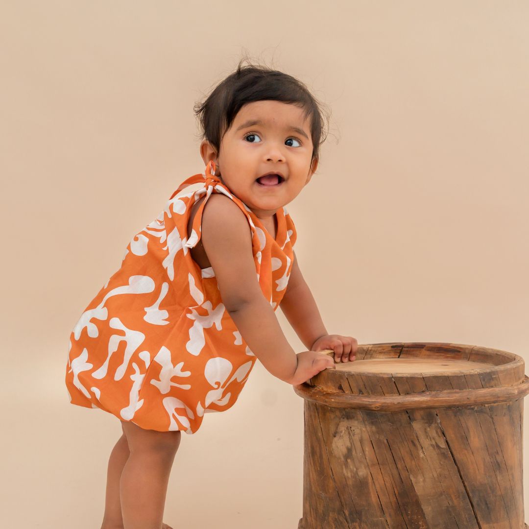 Sunny Safari - Mulmul Cotton Knot Type Romper