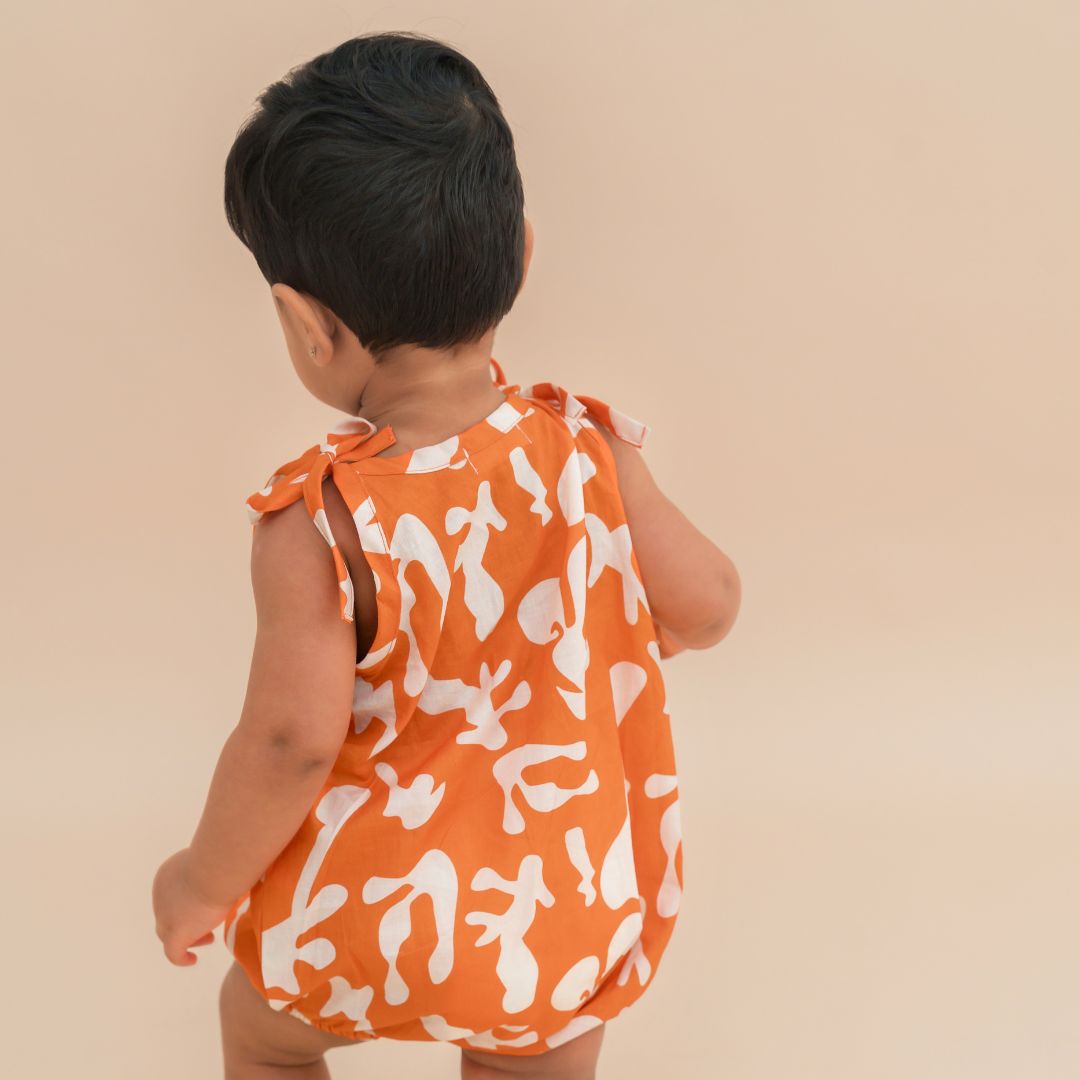Lil' Paradise - Mulmul Cotton Knot Type Romper