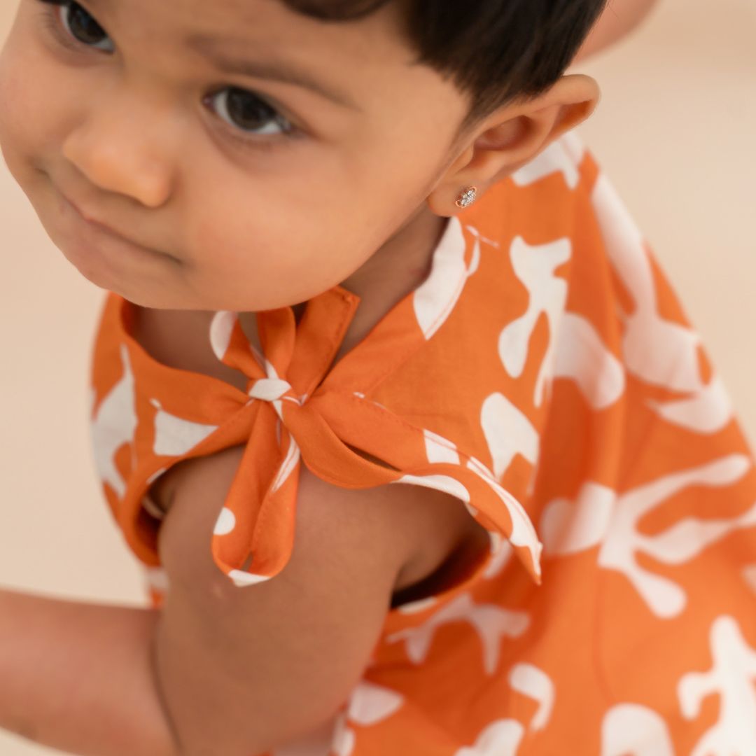 Lil' Paradise - Mulmul Cotton Knot Type Romper