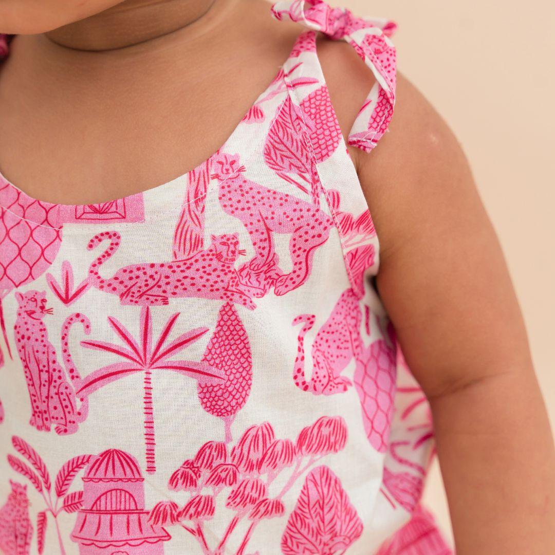 Sunny Safari - Mulmul Cotton Knot Type Romper