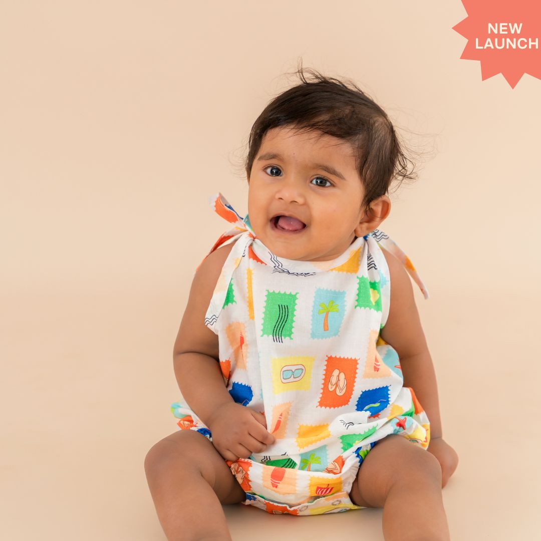 Mini Tropicano - Mulmul Cotton Knot Type Romper