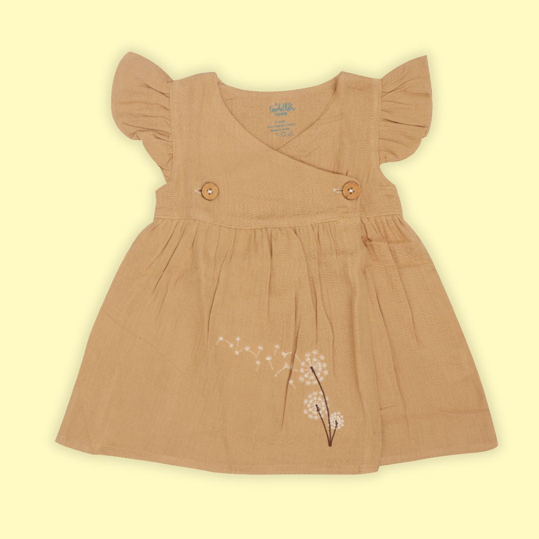 Brick Red - Muslin Dandelions Frill Frock