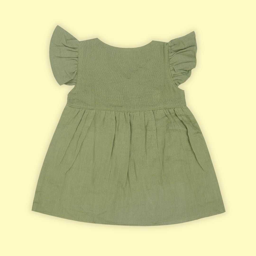 Toffee Brown - Muslin Dandelions Frill Frock