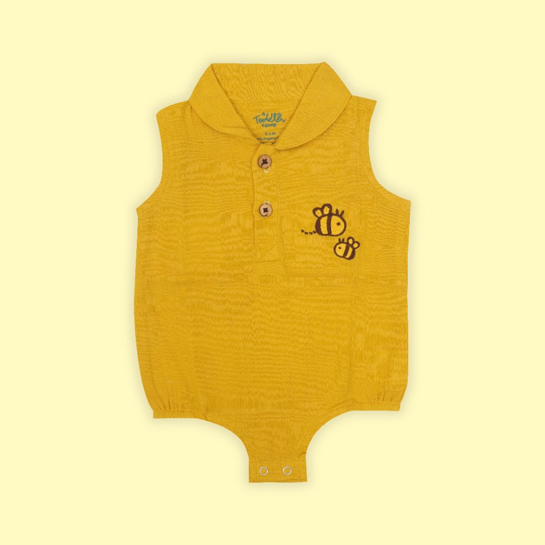 Turf Green - Muslin Bee Romper for Babies
