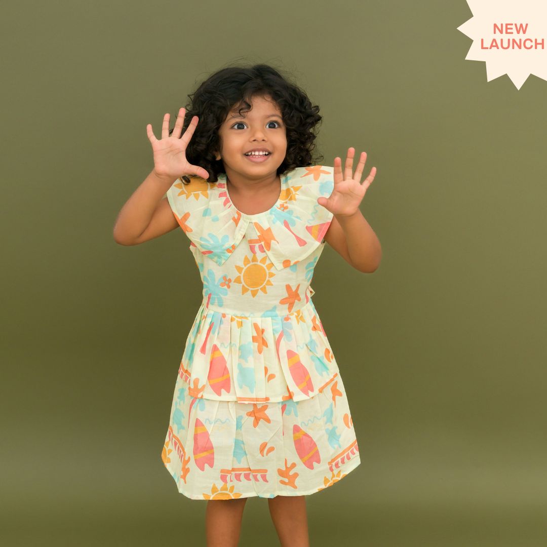 Sunny Safari - Mulmul Cotton Frill Frock