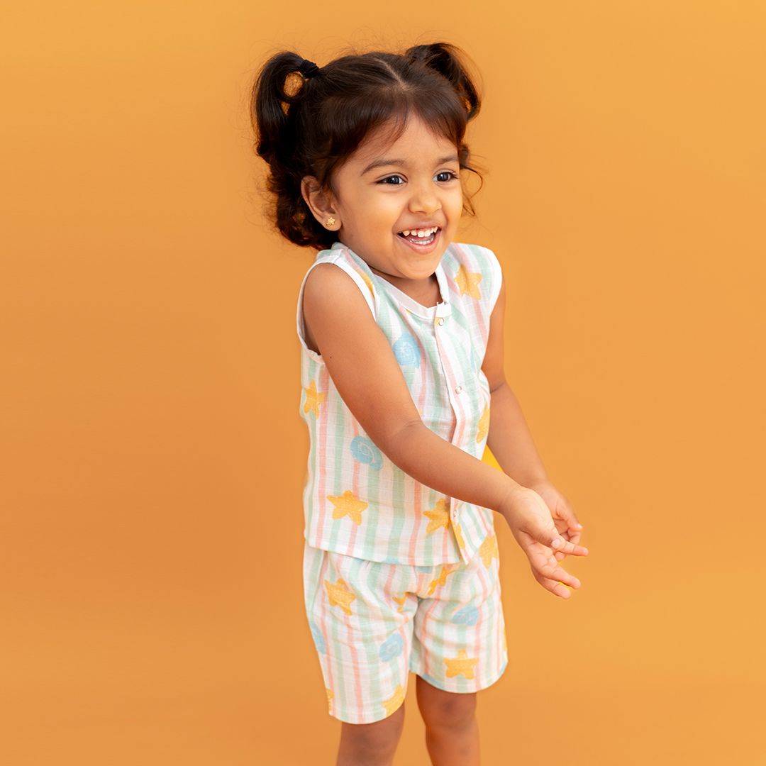 Seaside Stripes- Muslin Jabla and Shorts for Babies and Toddlers