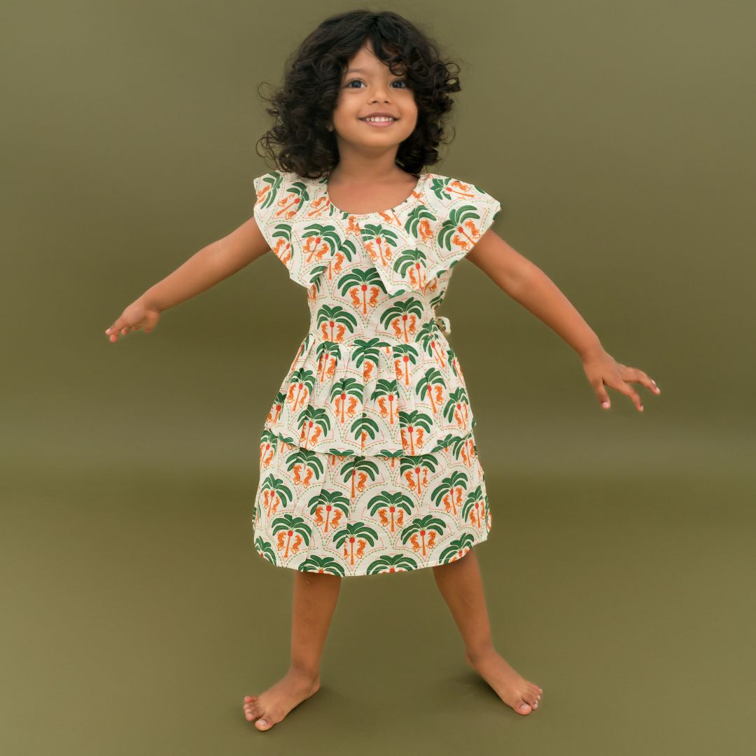 Citrus Splash - Mulmul Cotton Frill Frock