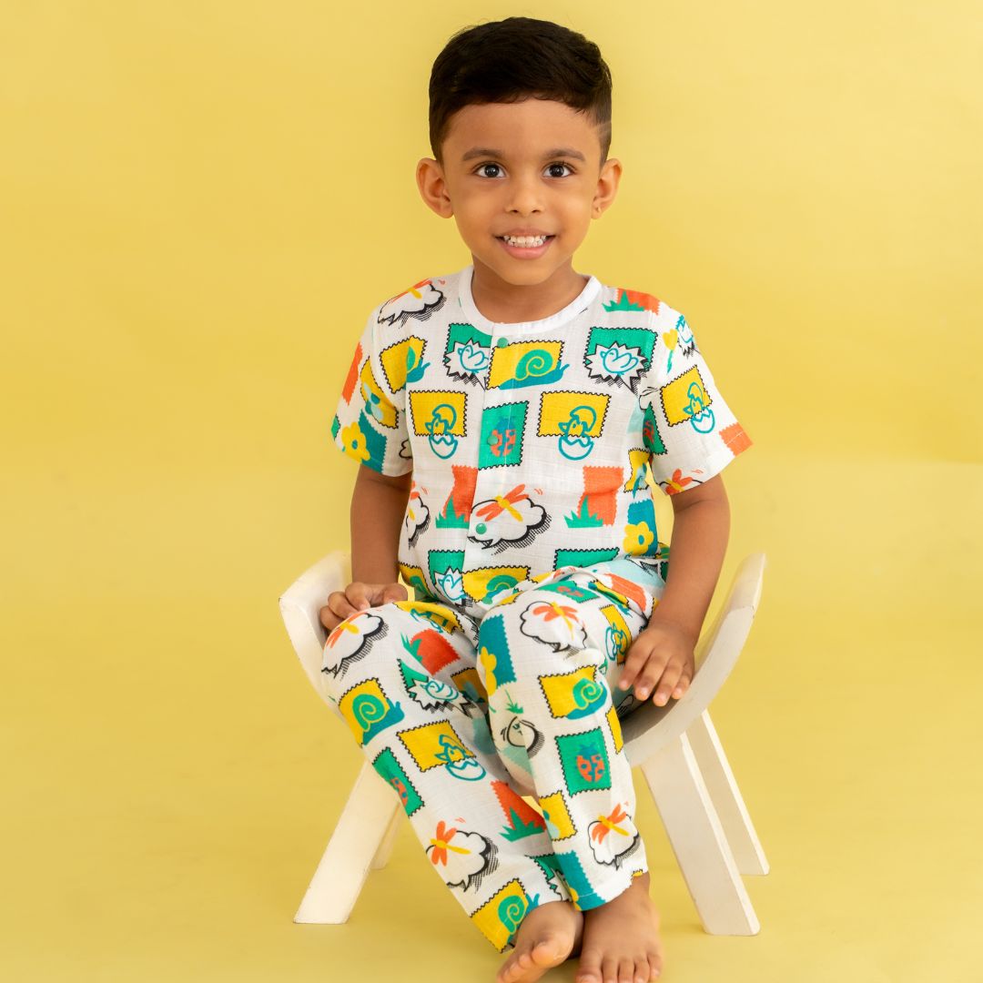 Boxed With Toddler Tales - Muslin Sleep Suit for babies and kids (Unisex) - Pack of 2